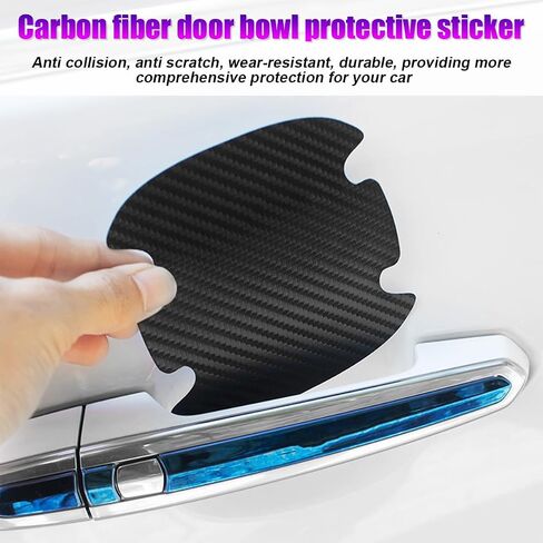 BESULEN Car Door Handle Bowl Sticker, 8 Pcs Carbon Fiber Anti-Scratches Protectors, Universal Car Door Handle Cup Paint Guard Protective Films, Self-Adhesive & Non-Marking, Car Accessories in Saudi Arabia