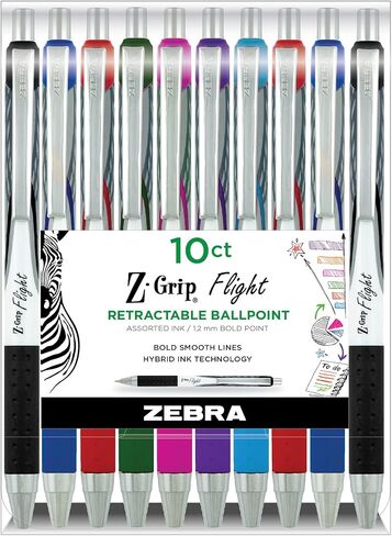 Zebra Pen Z-Grip Flight Retractable Ballpoint Pen, Bold Point, 1.2mm, Black Ink, 12-Count in Saudi Arabia