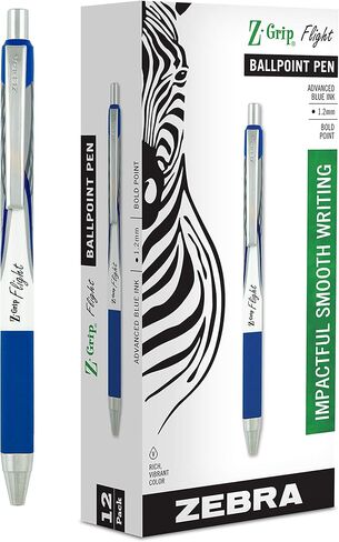 Zebra Pen Z-Grip Flight Retractable Ballpoint Pen, Bold Point, 1.2mm, Black Ink, 12-Count in Saudi Arabia