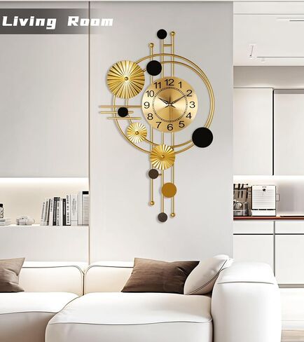 30" Large Wall Clock, Modern Clocks for Living Room, Geometric Design - Silent Wall Clock, Battery Operated, for Living Room,Bedroom,Kitchen,Study or Entryway Decor in Saudi Arabia