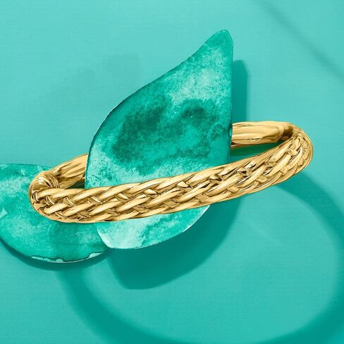 Ross-Simons 18kt Gold Over Sterling Basketweave Bangle Bracelet in Saudi Arabia