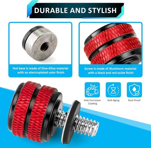 Wsays Seat Bolt Mount Screw Oxidized Black with Red and Rear Fender Seat Nut Base 1/4"-20 Thread Compatible with Harley Touring Sportster Dyna Softail Street and Trike 1986-2025 Models in Saudi Arabia