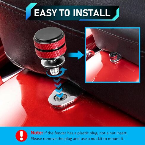 Wsays Seat Bolt Mount Screw Oxidized Black with Red and Rear Fender Seat Nut Base 1/4"-20 Thread Compatible with Harley Touring Sportster Dyna Softail Street and Trike 1986-2025 Models in Saudi Arabia