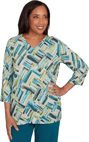 Alfred Dunner Lake Champlain Brushstrokes Melange Print Top in Saudi Arabia