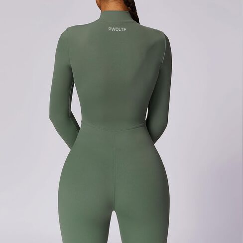 Women Workout Jumpsuit Zip Up Romper Bottom Bodysuit Bodycon Sexy One Piece in Saudi Arabia
