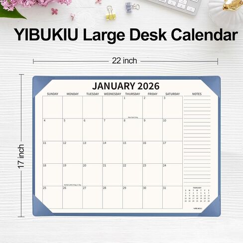 Desk Calendar 2025-2026 with Desktop Mat, 22x17 inch Large Desk Pad Calendar 18 Months Runs from 2025 to June 2026, Big Desk Blotter Calendar for Home Office and School, Apricot in Saudi Arabia