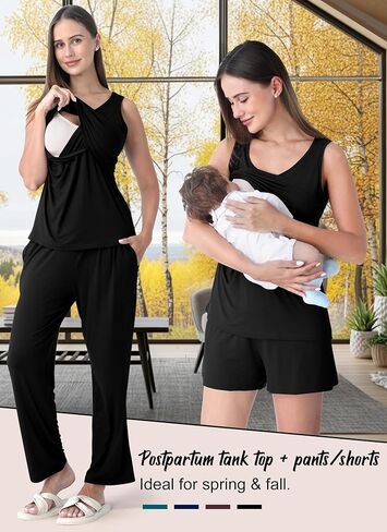 Rnxrbb 4 PCS Nursing Pajamas Gown Set Postpartum Pajama Nightgown Breastfeeding Pj for Hospital Labor Delivery in Kuwait