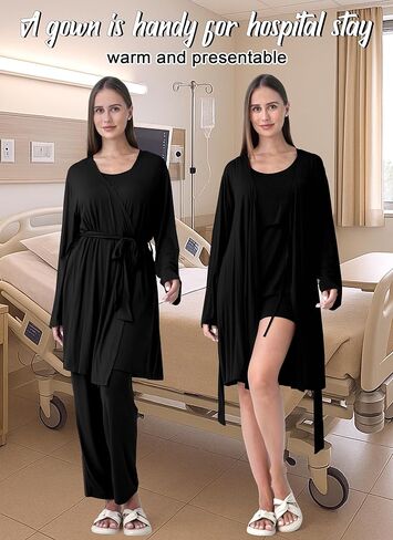 Rnxrbb 4 PCS Nursing Pajamas Gown Set Postpartum Pajama Nightgown Breastfeeding Pj for Hospital Labor Delivery in Kuwait