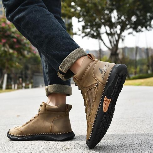 Olveros Boots, Men's Comfortable Handmade Leather Boots – Waterproof, Arch Support, Pressure Relief, Spacious Toe Box Outdoor Leather Shoes in Saudi Arabia