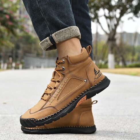 Olveros Boots, Men's Comfortable Handmade Leather Boots – Waterproof, Arch Support, Pressure Relief, Spacious Toe Box Outdoor Leather Shoes in Saudi Arabia