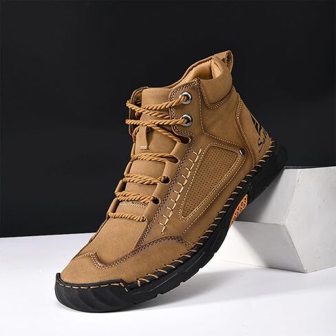 Olveros Boots, Men's Comfortable Handmade Leather Boots – Waterproof, Arch Support, Pressure Relief, Spacious Toe Box Outdoor Leather Shoes in Saudi Arabia