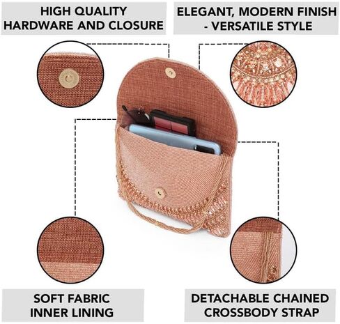 Aheli Clutch Purses for Women Wedding Handmade Evening Handbags Party Bridal Clutch (C95) in Saudi Arabia