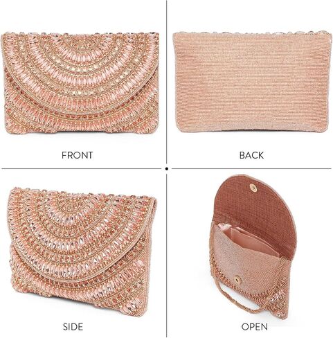 Aheli Clutch Purses for Women Wedding Handmade Evening Handbags Party Bridal Clutch (C95) in Saudi Arabia