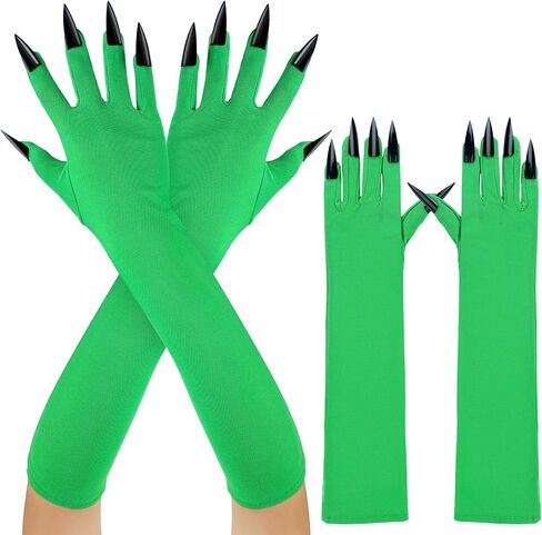 Halloween Claw Gloves 16.8 Inch Green Witch Gloves with Black Nails Witch Woman Outfit for Women Cosplay Costume Accessory in Saudi Arabia