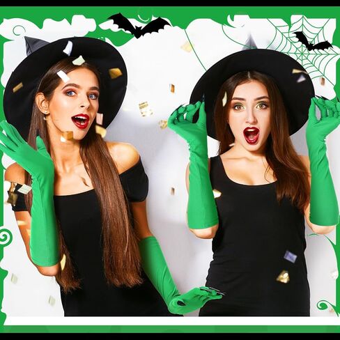 Halloween Claw Gloves 16.8 Inch Green Witch Gloves with Black Nails Witch Woman Outfit for Women Cosplay Costume Accessory in Saudi Arabia