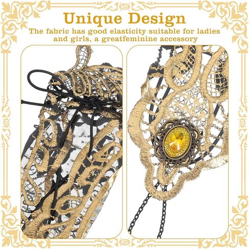 Bronzing Lace Gloves Women Steampunk Gothic Glove Vintage Floral Fingerless Glove with Ring for Wedding Tea Party Decor Cosplay Costume Accessories in Saudi Arabia