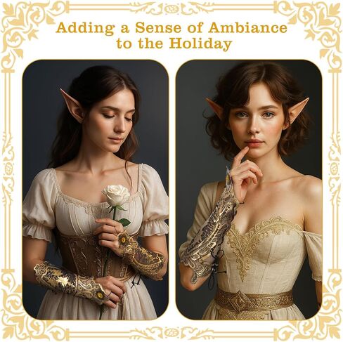 Bronzing Lace Gloves Women Steampunk Gothic Glove Vintage Floral Fingerless Glove with Ring for Wedding Tea Party Decor Cosplay Costume Accessories in Saudi Arabia