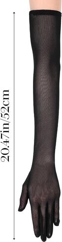 Halloween Long Sheer Gloves Women Tulle Mesh Black Opera Gloves, Stretchy Tulle Formal Glove 1920s Accessories Costume Tea Party Dance Glove for Flapper Prom Bridal Wedding Evening Christmas in Saudi Arabia