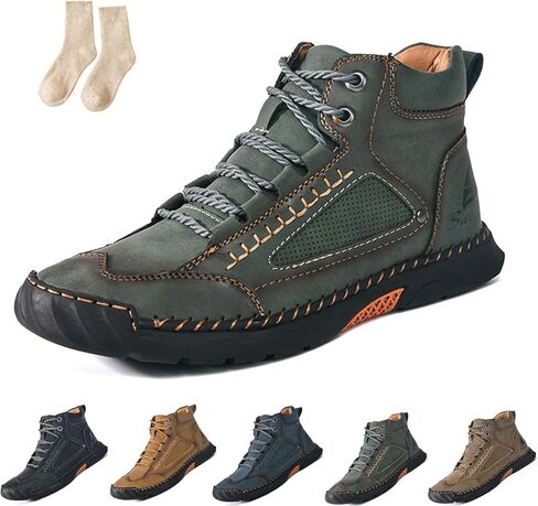 Olveros Boots, Men's Comfortable Handmade Leather Boots – Waterproof, Arch Support, Pressure Relief, Spacious Toe Box Outdoor Leather Shoes in Saudi Arabia