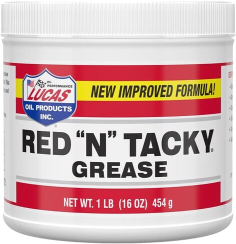 Lucas Red N Tacky Grease | Case of 5 | 1 lb Tub | NLGI #2 | Red Grease | Agriculture, Automotive, Industrial | Comes with One 16X16 Yellow KITLEY Microfiber Towel in Saudi Arabia
