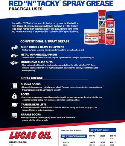 Lucas Red N Tacky Grease | Case of 5 | 1 lb Tub | NLGI #2 | Red Grease | Agriculture, Automotive, Industrial | Comes with One 16X16 Yellow KITLEY Microfiber Towel in Saudi Arabia