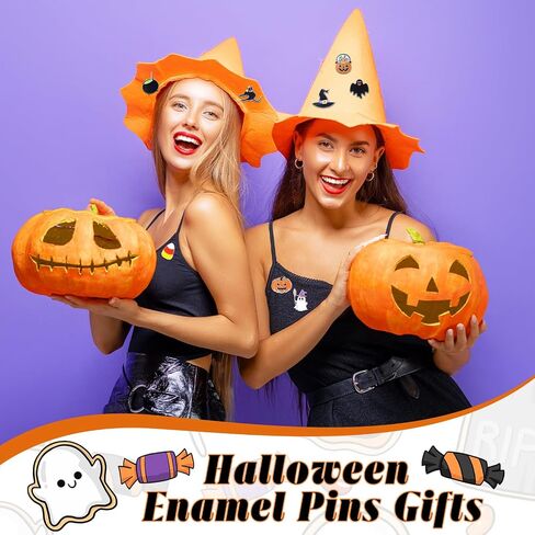 Yinkin 24 Pcs Holiday Enamel Pin Fall Halloween Thanksgiving Christmas Enamel Brooch Pin for Backpack Lapel Mixed Badge Gift in Saudi Arabia