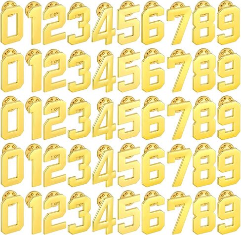 Tondiamo 50 Pcs 0-9 Number Lapel Pins Gold Brooch Pin Plated Tacks Collar Badge Small Number Letter Pin for Tie Suit Collar Women Men Neckties Hats Clothes Shirt Dress Decor Friends Gift in Saudi Arabia