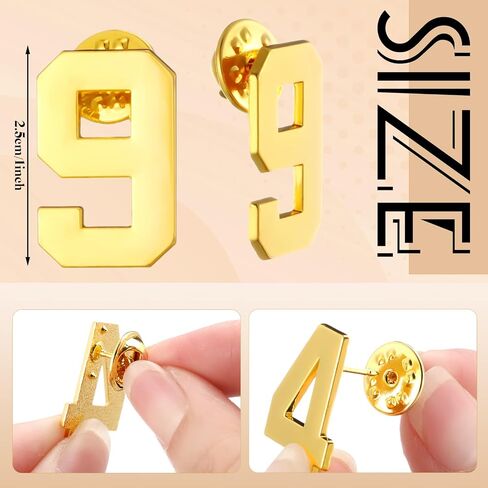Tondiamo 50 Pcs 0-9 Number Lapel Pins Gold Brooch Pin Plated Tacks Collar Badge Small Number Letter Pin for Tie Suit Collar Women Men Neckties Hats Clothes Shirt Dress Decor Friends Gift in Saudi Arabia