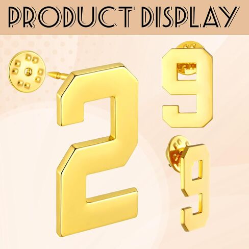 Tondiamo 50 Pcs 0-9 Number Lapel Pins Gold Brooch Pin Plated Tacks Collar Badge Small Number Letter Pin for Tie Suit Collar Women Men Neckties Hats Clothes Shirt Dress Decor Friends Gift in Saudi Arabia