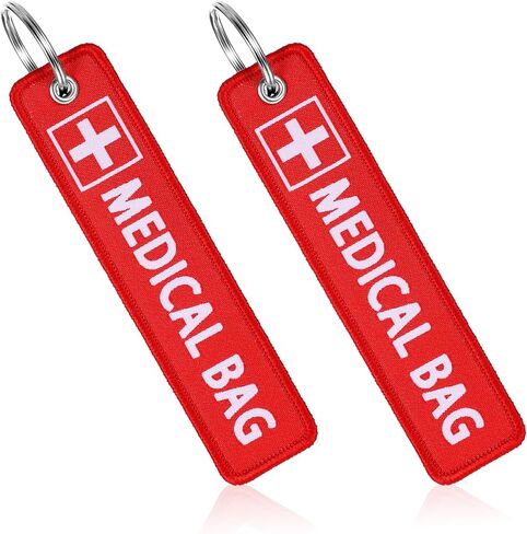 2 Pcs Medical Alert Bag Tags, Medical Equipment Luggage Tag Double-Sided Travel Tag, Red Key Identification Tags Medicals Id Accessories for Luggage Purse Backpacks in Saudi Arabia