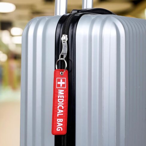 2 Pcs Medical Alert Bag Tags, Medical Equipment Luggage Tag Double-Sided Travel Tag, Red Key Identification Tags Medicals Id Accessories for Luggage Purse Backpacks in Saudi Arabia
