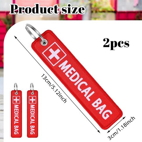2 Pcs Medical Alert Bag Tags, Medical Equipment Luggage Tag Double-Sided Travel Tag, Red Key Identification Tags Medicals Id Accessories for Luggage Purse Backpacks in Saudi Arabia