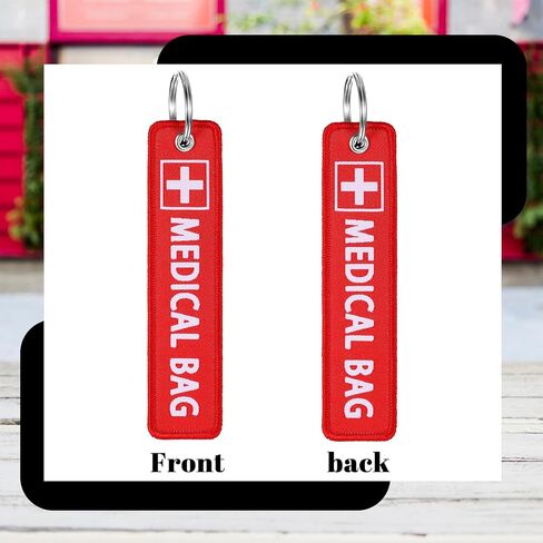 2 Pcs Medical Alert Bag Tags, Medical Equipment Luggage Tag Double-Sided Travel Tag, Red Key Identification Tags Medicals Id Accessories for Luggage Purse Backpacks in Saudi Arabia