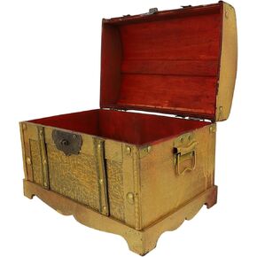 Retro Pirate Box Chests Treasure Chest Antique Large Crate Storage Jewelry Trinket Vintage Lockable Keepsake Pirate Treasure Chest with Lock Wood in Kuwait