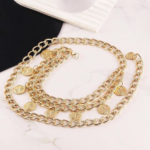 Gold Coin Pirate Waist Chain for Women Layered Coin Waist Chain Vintage Coins Pirate Costume Accessories Body Chains Charm Belt Chains Halloween Dress Pirate Jewelry in Saudi Arabia