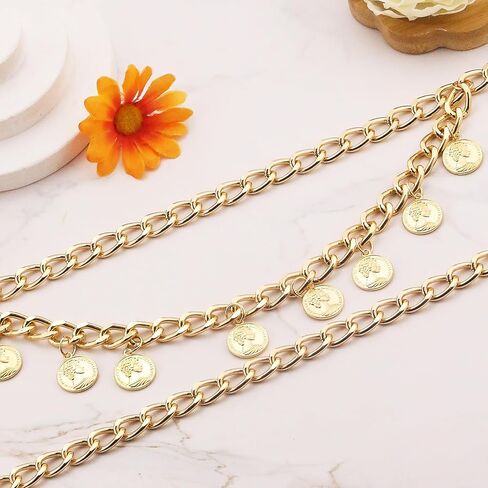 Gold Coin Pirate Waist Chain for Women Layered Coin Waist Chain Vintage Coins Pirate Costume Accessories Body Chains Charm Belt Chains Halloween Dress Pirate Jewelry in Saudi Arabia