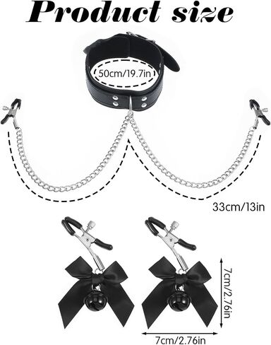 Nipple Clamps with Chain Necklace Stainless Steel Bow Nipple Clips with Bell, Nipple Jewelry Non Piercing, Body Jewelry Non Piercing, Body Chains for Women in Saudi Arabia