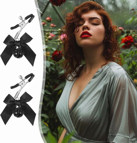 Nipple Clamps with Chain Necklace Stainless Steel Bow Nipple Clips with Bell, Nipple Jewelry Non Piercing, Body Jewelry Non Piercing, Body Chains for Women in Saudi Arabia