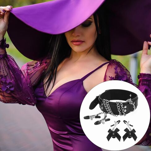 Nipple Clamps with Chain Necklace Stainless Steel Bow Nipple Clips with Bell, Nipple Jewelry Non Piercing, Body Jewelry Non Piercing, Body Chains for Women in Saudi Arabia