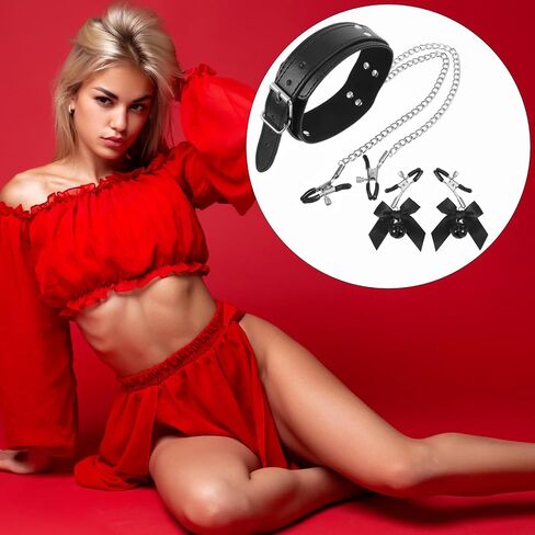 Nipple Clamps with Chain Necklace Stainless Steel Bow Nipple Clips with Bell, Nipple Jewelry Non Piercing, Body Jewelry Non Piercing, Body Chains for Women in Saudi Arabia