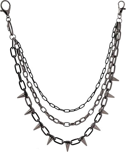 Sacina Goth Punk Layered Black Spike Pants Chain, Spiked Wallet Belt Chain, Goth Grunge Emo Punk Accessories, Jewelry Gift for Women in Saudi Arabia