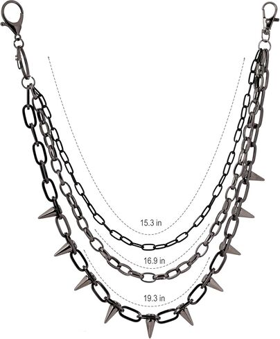 Sacina Goth Punk Layered Black Spike Pants Chain, Spiked Wallet Belt Chain, Goth Grunge Emo Punk Accessories, Jewelry Gift for Women in Saudi Arabia