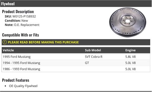 Flywheel - Compatible with 1986-1995 Ford Mustang in Saudi Arabia