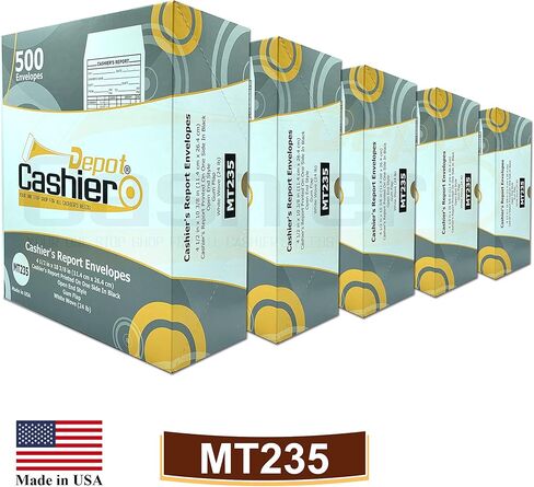 500 Cashier Depot MT235 Cashier's Report Envelope, 4 1/2" x 10 3/8", Sturdy 24lb. White, Cash Envelopes For Hotels, Restaurants, Gas Stations & Retailers (500 Envelopes) in Saudi Arabia