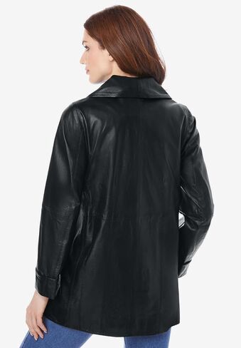 Roaman's Women's Plus Size Plus Size A-Line Leather Jacket in Saudi Arabia