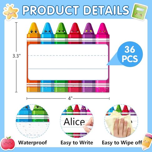 48PCS Name Tags Label Stickers Confetti Desk Name Tags for Kids Student Name Tags Stickers for Classroom Decoration Desk Nameplates for Kindergarten Classroom Back to School Teacher Supplies in Kuwait
