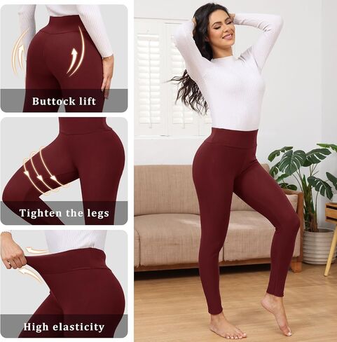 Women's Fleece Lined Leggings High Waisted Winter Thermal Workout Tights for Yoga Lady in Saudi Arabia
