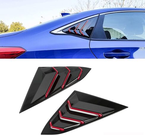 x xotic tech Rear Side Window Louver Cover Trim, Air Vent Scoop Shades Carbon Fiber Pattern, Compatible with Honda Civic 10th Gen Sedan in Saudi Arabia