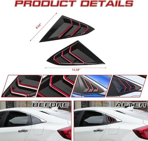 x xotic tech Rear Side Window Louver Cover Trim, Air Vent Scoop Shades Carbon Fiber Pattern, Compatible with Honda Civic 10th Gen Sedan in Saudi Arabia