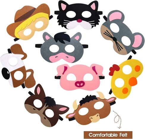 CiyvoLyeen Safari Jungle Animal Felt Masks Wild Animal Theme Birthday Party Favors Costumes Dress-Up Party Supplies(12 Pieces) in Saudi Arabia